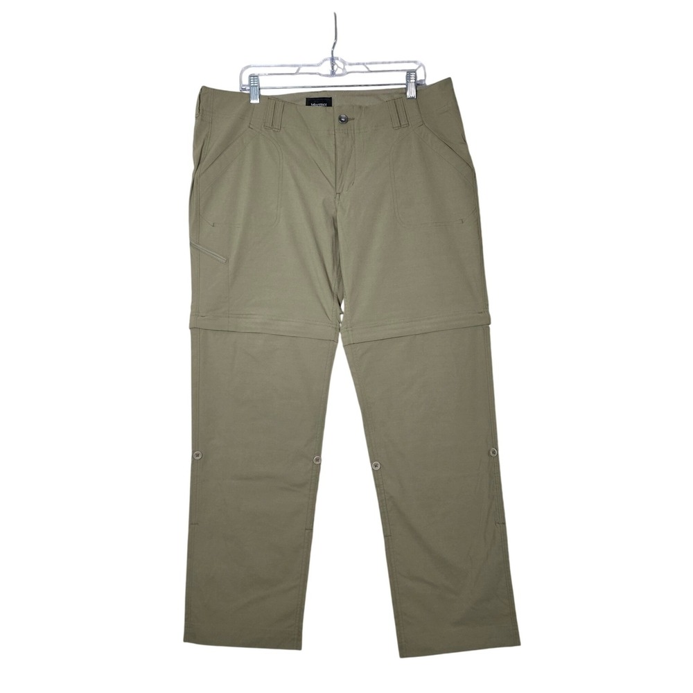 Marmot Convertible Hiking Pants Khaki Nylon Stretch Outdoor Size 14 Hiking Trail